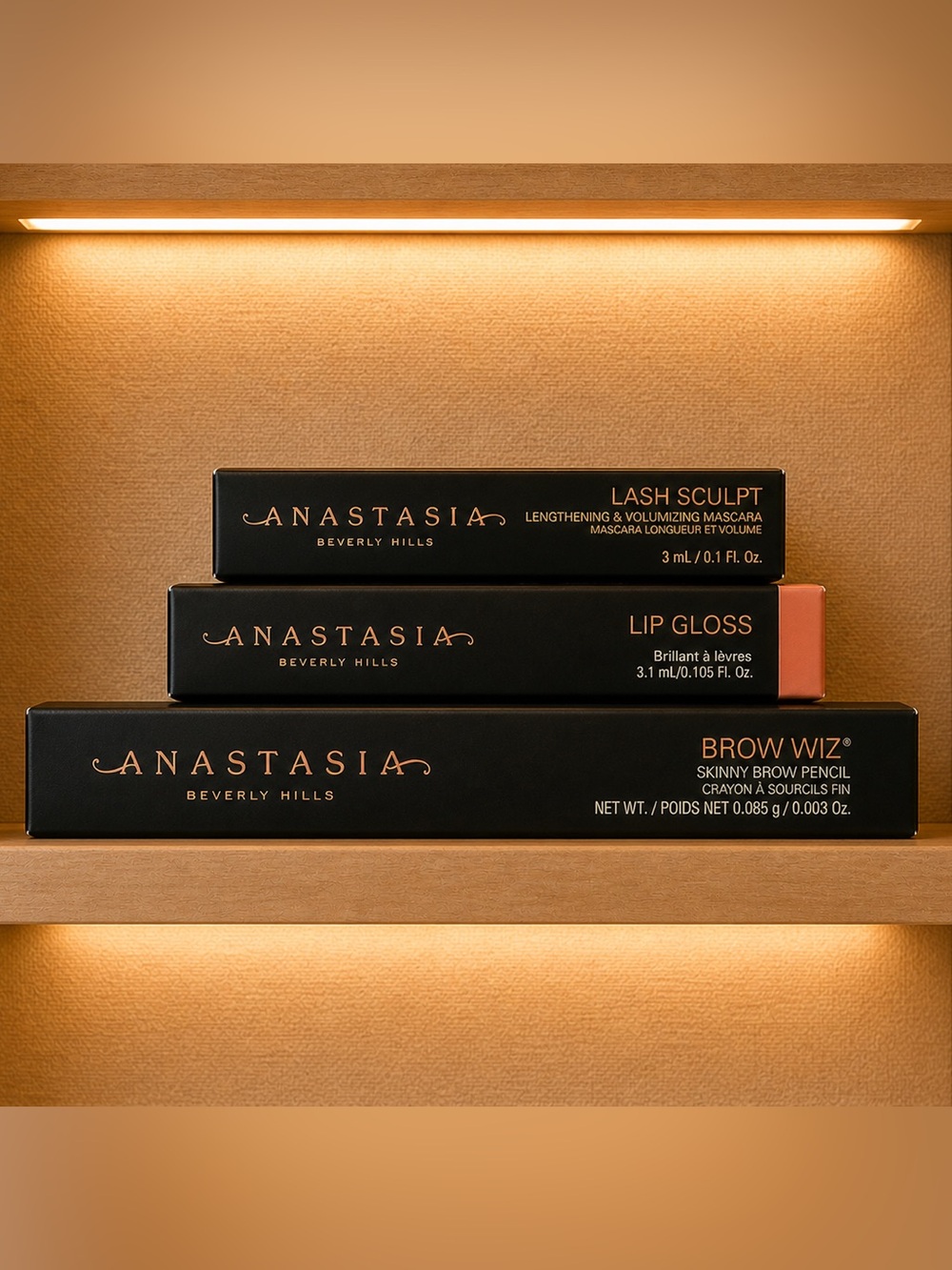 Anastasia Beverly Hills 3-Piece Set |Lip Gloss |Brow Wiz | Lash Sculpt
